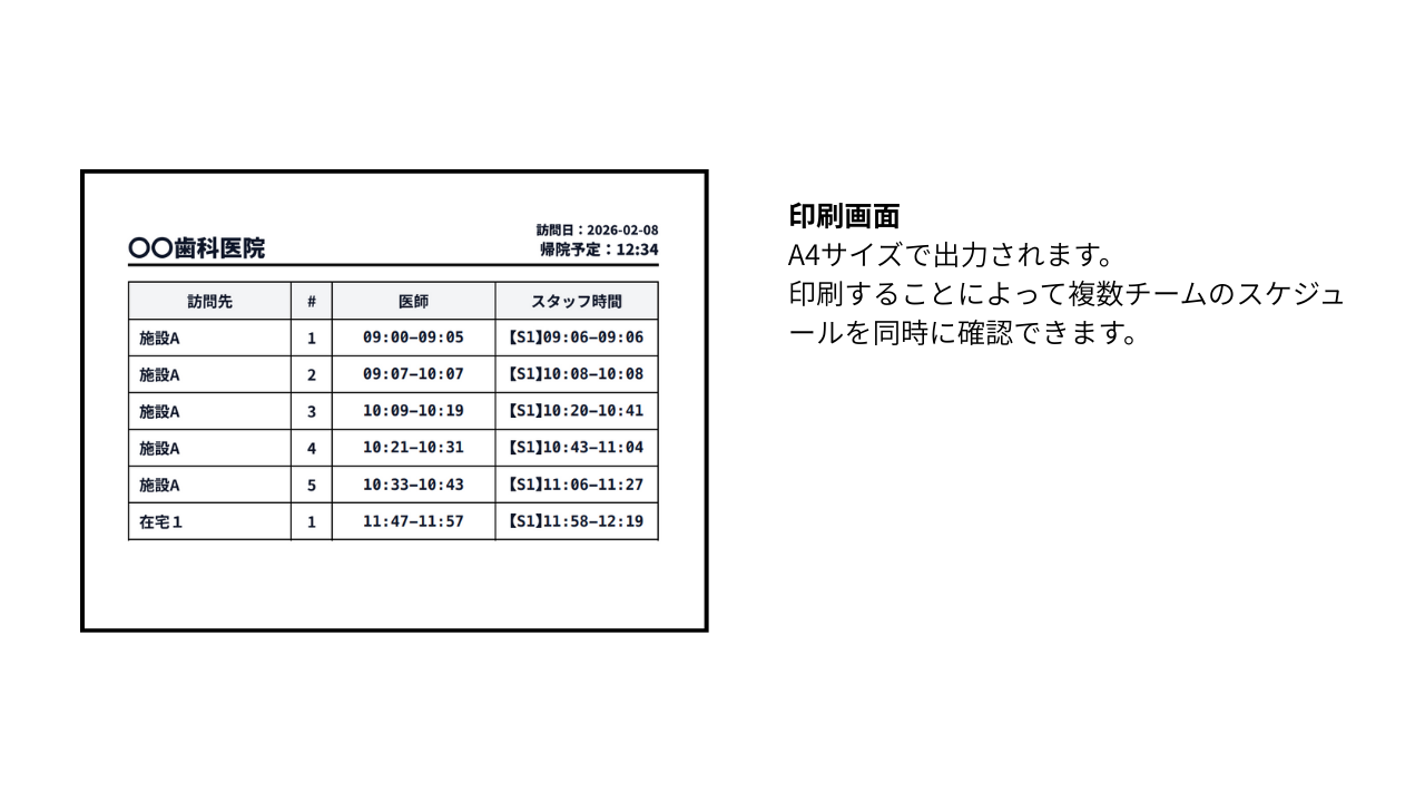 スケジュール印刷・PDF出力の説明